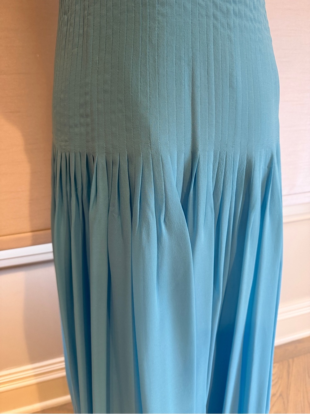 Ice Blue or aqua blue  Beaded Chiffon Evening  flowy Gown formal wear . - Picture 4 of 10